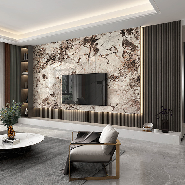 Современный минималистичный Мраморный ТВ фон настенная плитка доступная Роскошная гостиная подвесная деревянная решетка каменная пластина видео