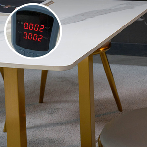 Puruo NUOVO Tavolo da Pranzo di Lusso per 6-8 Persone con Base in Acciaio Dorato Spazzolato e Piano in Marmo - Product Image 4