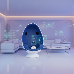 เครื่องจำลองความเป็นจริงเสมือน 360 องศา โรงภาพยนตร์ 9D แบบที่นั่งเดี่ยว เก้าอี้ <span class=keywords><strong>VR</strong></span> รูปทรงไข่ ทำจากเหล็ก - Product Image 1