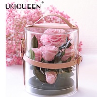 Boîte cadeau décorative en acrylique, fleur éternelle séchée, conservation pour toujours, Rose conservée, pivoine Austin