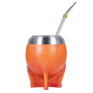 Customized 200ml Leather Mate Gourd Cup Wooden Liner Bombilla Straw Classic <strong>Argentina</strong> <strong>Yerba</strong> Mate Set Coffee Milk Travel Camping - Product Image 1