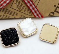 Kancing Resin Plastik Hitam Dengan Titik Putih Berhias Rhinestone Putih Khaki Dengan Motif Butir Acak 28MM 34MM 40MM untuk Jas