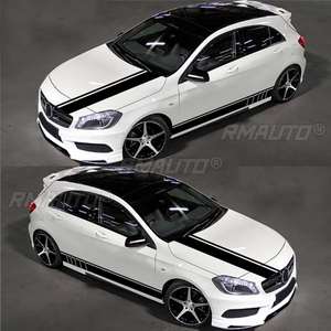 สติกเกอร์ติดรถยนต์ลายเส้นรถแข่ง 5 ชิ้น ชุดสติกเกอร์ตกแต่งฝากระโปรง ประตูข้าง กระจกมองหลัง อุปกรณ์ตกแต่งรถแข่ง - Product Image 2