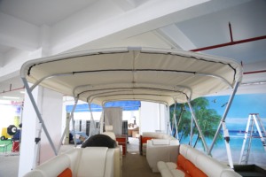 Kinlife Bateau ponton de loisirs de 22 pieds Capacité de 12 personnes avec console en fibre de verre Bimini Top pour les <span class=keywords><strong>vacances</strong></span> en <span class=keywords><strong>famille</strong></span> et la croisière sur le <span class=keywords><strong>lac</strong></span> - Product Image 3