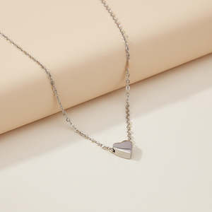 Collar <span class=keywords><strong>de</strong></span> Acero Inoxidable con Colgante <span class=keywords><strong>de</strong></span> Corazón Personalizado, Cadena <span class=keywords><strong>de</strong></span> Bambú, Acabado Espejo, Moda Actual - Product Image 5