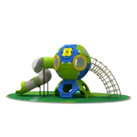 Structure de jeu extérieure au design élégant pour enfants, avec grimpeur sphérique à deux niveaux, toboggan translucide, en LLDPE et acier, personnalisable OEM, pour centre d'activités
