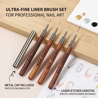 Kit de pinceaux pour nail art personnalisés en gros avec logo, ensemble de stylos liner en gel en bois de 6 mm, outils de manucure OEM/ODM