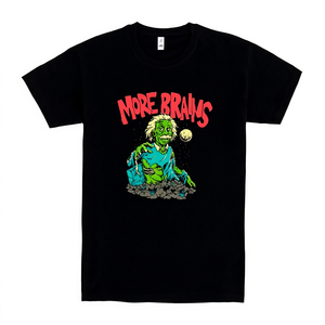 Maglietta More Brains Zombie nera unisex per adulti taglia media con grafica horror - Product Image 2