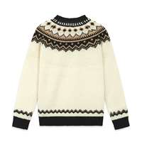 AiNear Vente en gros de logo personnalisé Oem & Odm Pull à manches longues et col rond style norvégien en jacquard en laine pour hommes