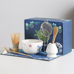 Juego de Batidor de Huevos de Cerámica Pintado a Mano Estilo Japonés NEWELL Whale, Cuchara de Bambú, Colador, Juego de 7 Piezas, Nuevo Juego de Té Matcha de Estilo <span class=keywords><strong>Chino</strong></span> - Product Image 3