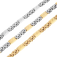 Breite, handgeflochtene, byzantinische Herren-Goldkette aus wasserdichtem, anlaufgeschütztem Edelstahl – Armband und Halskette