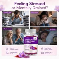 Gummies au safran Qbioflex en marque privée, compléments de safran 10-en-1 pour enfants et adultes, favorisent la tranquillité d'esprit, la concentration et le sommeil