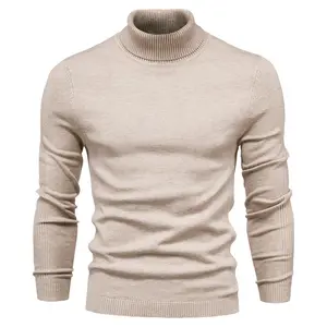 Nouveau automne et hiver nouveau décontracté hommes couleur unie pull pull commerce extérieur col haut hommes pull décontracté