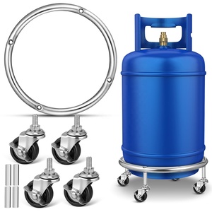 Tanque de Gas Moderno de Acero Inoxidable <span class=keywords><strong>con</strong></span> Diseño Desmontable, Base Móvil <span class=keywords><strong>con</strong></span> Ruedas para <span class=keywords><strong>Cocina</strong></span>, Universal para Botellas de Gas Licuado - Product Image 2