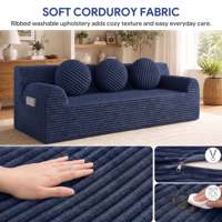 Großhandel Blaues 3-Sitzer Cloud-Sofa Tiefe Sitzfläche Kompakte Wohnung Plüsch-Chenille-Sofa Wohnzimmer-Sofa