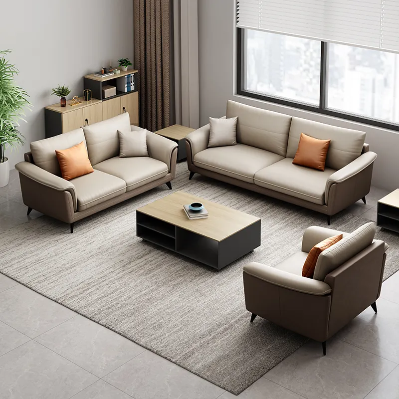 Zitai OEM ODM Reception business office sofas 1 2 3 seat leather living room office recliner sofa set