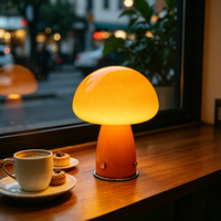 Lampe en forme de champignon VH, lampe de table en verre orange en forme de champignon, lumière ambiante à commande tactile, lampe de chevet pour chambre à coucher
