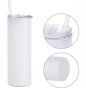 Wholesale Bulk 20 Oz Straight Stainless Steel <b>Cup</b> 20Oz Skinny Sublimation Tumblers <b>With</b> <b>Straw</b> for Sublimation - Product Image 1