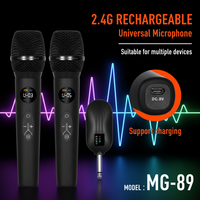Microphone à condensateur portatif AIDI MG89-2 - Sans fil, réduction de bruit, léger, métal, prise casque 3,5 mm, karaoké