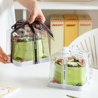 Couvercles de boîtes carrées personnalisées de qualité alimentaire en plastique transparent pour emballage de desserts, gâteaux, muffins, crêpes, desserts, boulangerie, transporteurs de gâteaux de 5 pouces