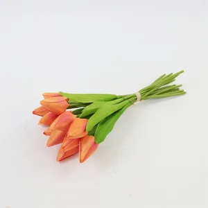 Indoor Decor Faux Tulip Bouquet Silk Cloth Flowers Mini Tulip for Wedding Decoration