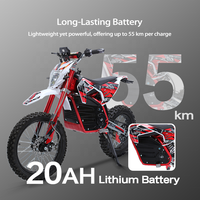 Vente directe d'usine 60V 2000W moto électrique certifiée CE 55km gamme tout-terrain Dirt Bike pour une utilisation tout-terrain
