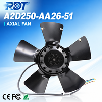 Nouveau ventilateur axial industriel AC A2D250-AA26-51 250 mm 400 V triphasé 160 W haute vitesse avec roulement à billes pour système de ventilation de cabinet