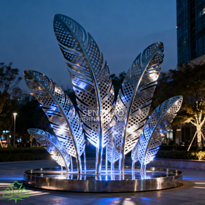 ประติมากรรมขนนกสแตนเลส SENZHAO พร้อมไฟ LED ตกแต่งสวนสาธารณะและลานกิจกรรม - Product Image 3