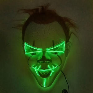 Carnaval <span class=keywords><strong>Payaso</strong></span> Volver al alma Cosplay Máscara Resplandor Mascarada Fiesta Horror Prop Luz fría Navidad Boda Máscara <span class=keywords><strong>de</strong></span> metal Accesorios impresos - Product Image 3