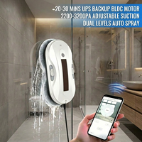 Robot de nettoyage de vitres intelligent contrôlé par application, avec double pulvérisation d'eau et batterie de secours UPS, idéal pour les immeubles et les locaux commerciaux en hauteur