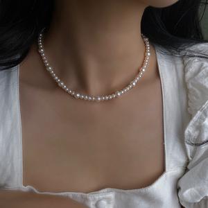 Conjunto de Collar de Perlas Naturales de Agua Dulce con Baño de Oro de 14K, Elegantes Cadenas Religiosas para Bodas de Verano, Diseño Exclusivo para Chicas - Product Image 3