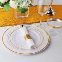 175 pièces assiettes en plastique avec argenterie en plastique or assiettes à dîner en or fourchettes couteaux cuillères et tasses pour bar