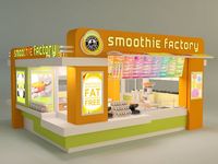Kiosque à bulles de thé accrocheur dans le centre commercial |   Stand à limonade avec modèle de gobelet