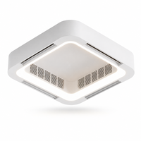 Ventilateur de Plafond Carré Sans Pales avec Lumière Lampe LED Silencieuse Encastrée Profil Bas pour Chambre Salon Cuisine