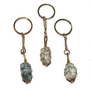 Llavero de Ágata Musgosa Pulida - Llaveros de Piedra Pulida Modelo de Exportación de Cristal Tmbl-Key-046 - Product Image 1