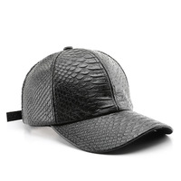 Gorra de Béisbol de Cuero PU con Textura de Cocodrilo de Imitación, Visera Curva, Suave, Ajustable, para Exteriores, Venta al por Mayor