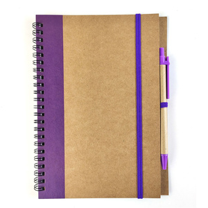Promo <strong>Custom</strong> Eco Friendly <strong>Recycled</strong> Kraft A5 Spiral <strong>Notebook</strong> with Pen 60 Sheets - Product Image 1