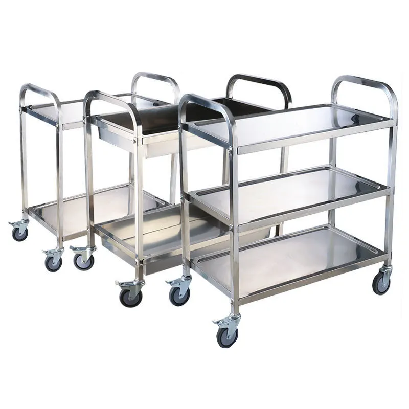 Boa Qualidade Multilayer Stainless Steel Hotel Dining Car Carrinhos Coletando Trolley Serviço De Cozinha Carrinho De Aço Inoxidável