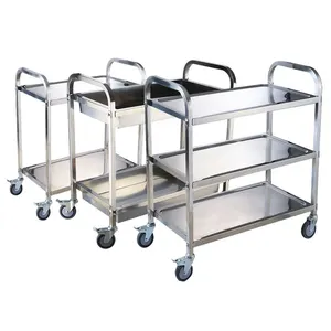 Good Quality Multilayer Stainless Steel Hotel Dining Car Carts Collecting Trolley Kitchen Service Stainless Steel Trolley