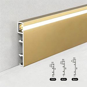 Plinthe LED moderne en alliage <span class=keywords><strong>d</strong></span>'aluminium garantie, finition chromée, <span class=keywords><strong>installation</strong></span> facile, accessoires <span class=keywords><strong>de</strong></span> revêtement <span class=keywords><strong>de</strong></span> sol, résistante à l'<span class=keywords><strong>eau</strong></span> - Product Image 1