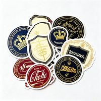 Autocollants vintage Haoxuan, badges en PVC blanc, motifs abstraits de couronne et de lettres, effet doré mat, découpés sur mesure