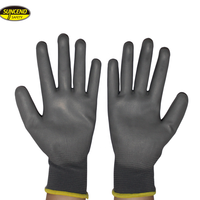 Gants de travail en polyuréthane Suncend, doublure en polyester 13 gauge, revêtement PU sur la paume
