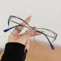 Nuevas Gafas de Moda con Montura Metálica de Color Sólido, Fotocromáticas, con Protección Anti Luz Azul, Diseño Ojo de Gato, para Unisex, Rostro Diamante