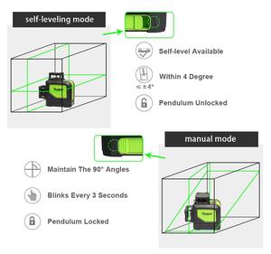 Huepar <span class=keywords><strong>902CG</strong></span> autonivelante línea cruzada de 360 grados, 8 líneas Modo de pulso al aire libre nivel láser de haz verde - Product Image 3