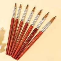 Pur 100% Konlinsky brosse à ongles manche en bois rouge colle mélange acrylique Gel stylo brosse personnalisation Nail Art manucure stylo rond brosse