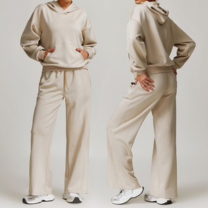 Nuevo Conjunto de 2 Piezas de Otoño Invierno, Pantalones Joggers de Cintura Alta, Sudadera con Pantalones Deportivos, Sudadera con Capucha Lisa, Conjuntos Deportivos Holgados para Mujer - Product Image 1