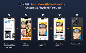 Custodia 2024 di design di lusso di tendenza NFC E-Ink per <span class=keywords><strong>iPhone</strong></span> 16 15 14 13 personalizzabile fai da te Smart <span class=keywords><strong>Cover</strong></span> - Product Image 6