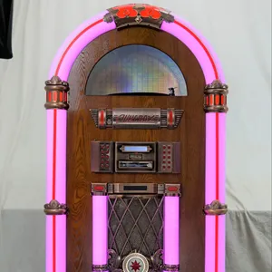 壁挂式投币台式发光二极管七彩灯点唱机调频收音机10米蓝牙光盘播放器复古点唱机