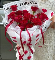 Matériel d'emballage créatif pour bouquet de la Saint-Valentin Qixi, papier épais imperméable, perles, fleurs fraîches, cadeau
