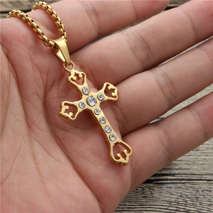 <b>Cross</b> Pendant Necklace Zinc Alloy Cubic Zirconia Unisex Gift Jewelry - Product Image 3